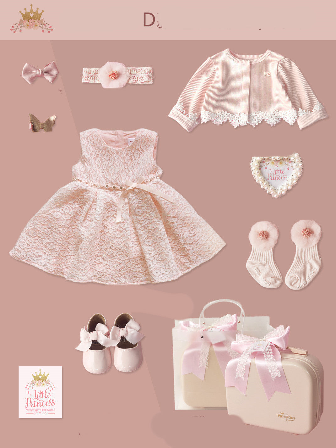Oluuu. Exklusive Baby-Geschenkbox – Prinzessinnenkleid mit Spitze für kleine Damen