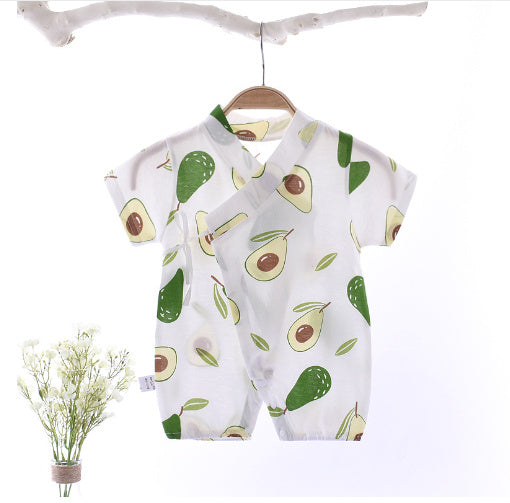 Oluuu. Baby Romper – Kurzarm Kimono-Einteiler, weiches und atmungsaktives Crepe mit Druckmuster, Klasse A Qualität