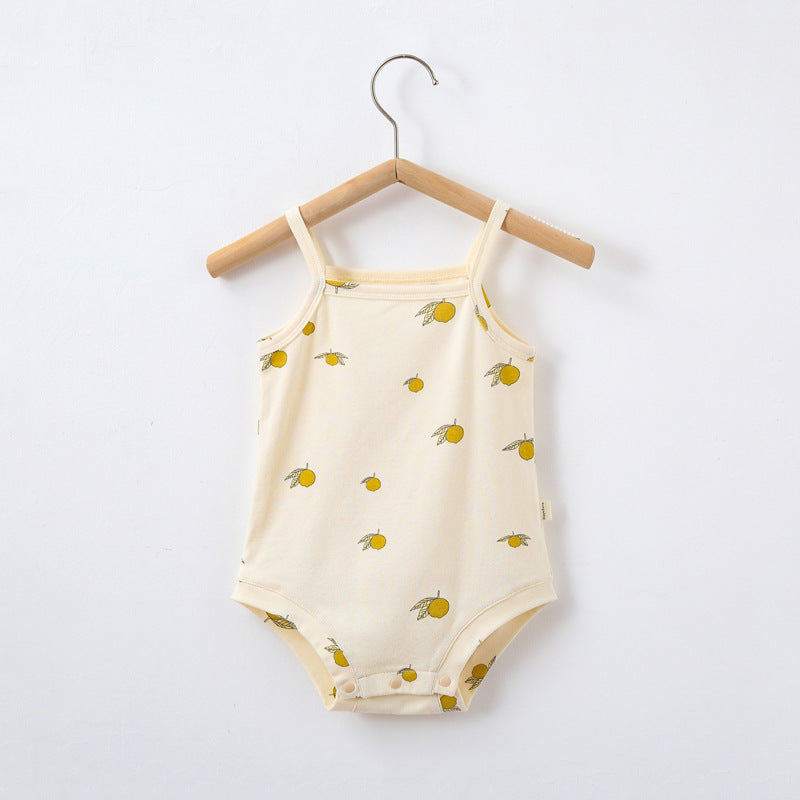 Oluuu. Sommer Ins Style Baby Sling Romper – Baumwoll-Einteiler mit Druckmuster