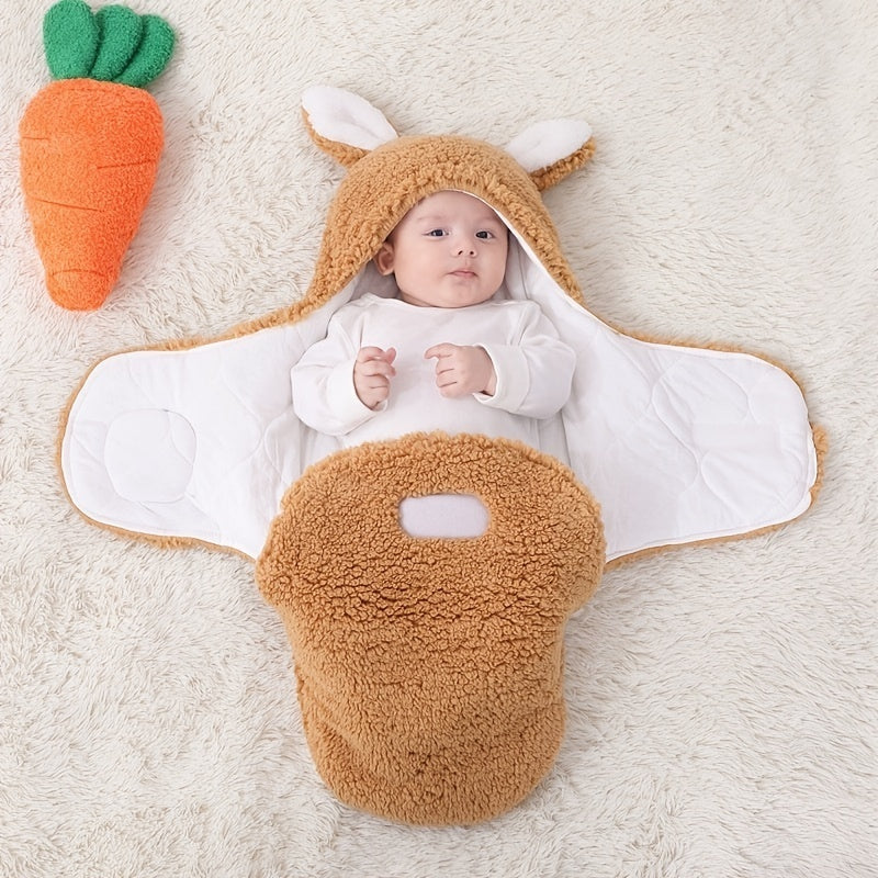 Oluuu. Superweicher Baby-Schlafsack aus flauschigem Fleece – Unisex Neugeborenen-Wickel mit Kopfstütze und -schutz, tragbarer Schlafsack für Jungen und Mädchen