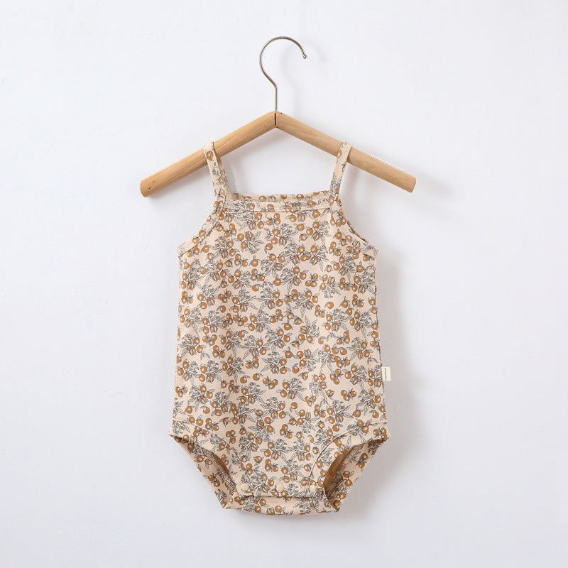 Oluuu. Sommer Ins Style Baby Sling Romper – Baumwoll-Einteiler mit Druckmuster
