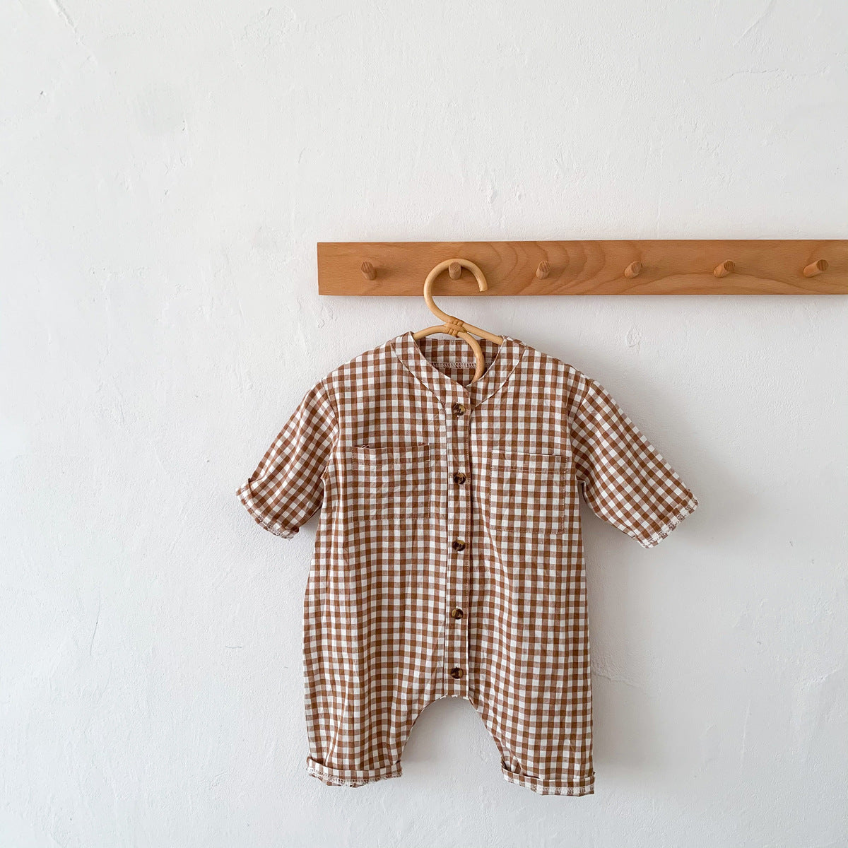 Oluuu. Baby Jumpsuit für Frühling und Herbst – Langarm Romper für Jungen und Mädchen mit Karokardigan