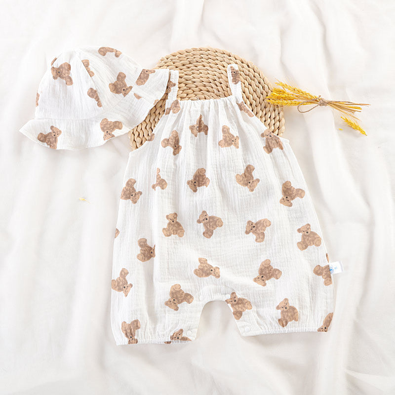 Oluuu. Sommerbekleidung Süßer Baby Einteiler mit Trägern, Unisex, Krabbelanzug für Jungen und Mädchen