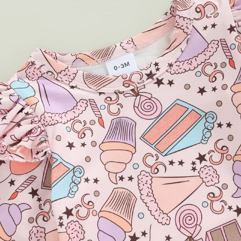 Oluuu. Baby Hosenträgerrock Outfit – Mädchen Print Top, Siamese Dreieck-Romper, Zwei-Teiler Cordrock