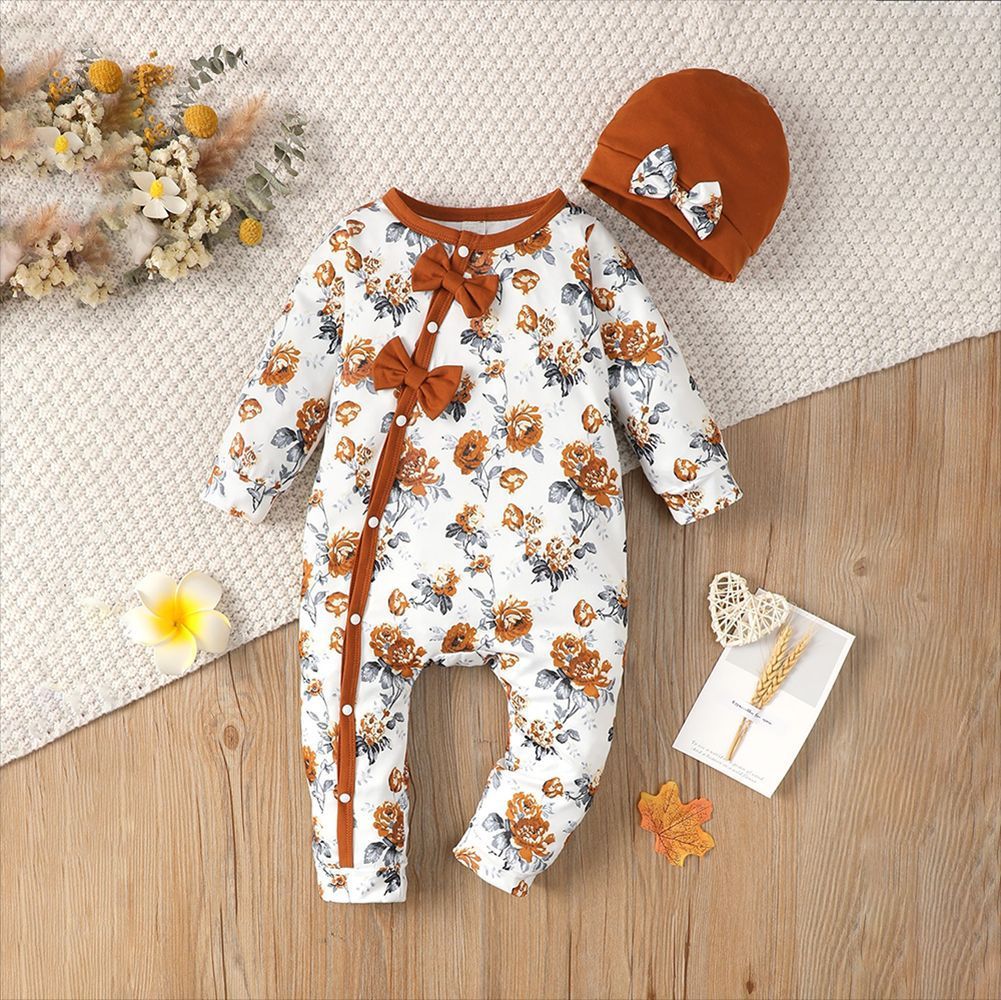 Oluuu. Baby Bestickter Jumpsuit für Herbst und Winter, Prinzessin Ausgehkleidung, Einteiler für Kleinkinder mit floralen Mustern
