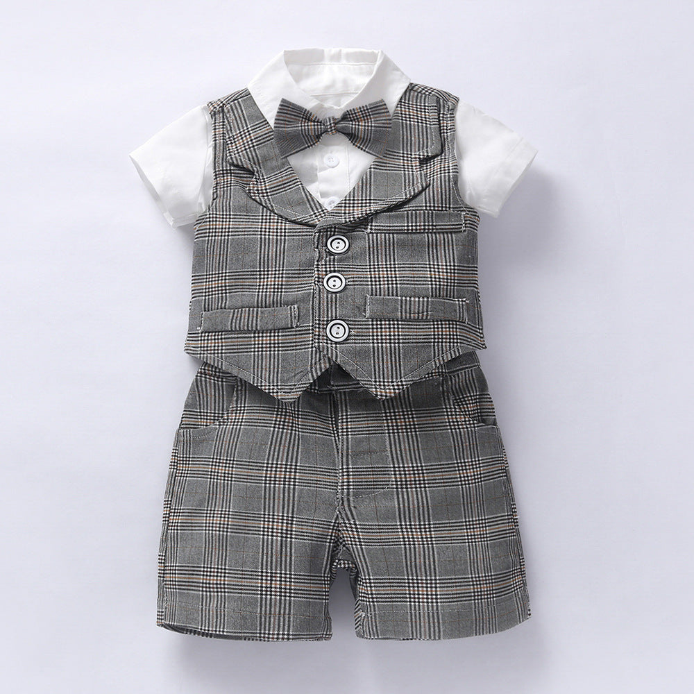 Oluuu. Baby Jungen Gentleman Anzug – Romper mit Weste, Shorts und Fliege
