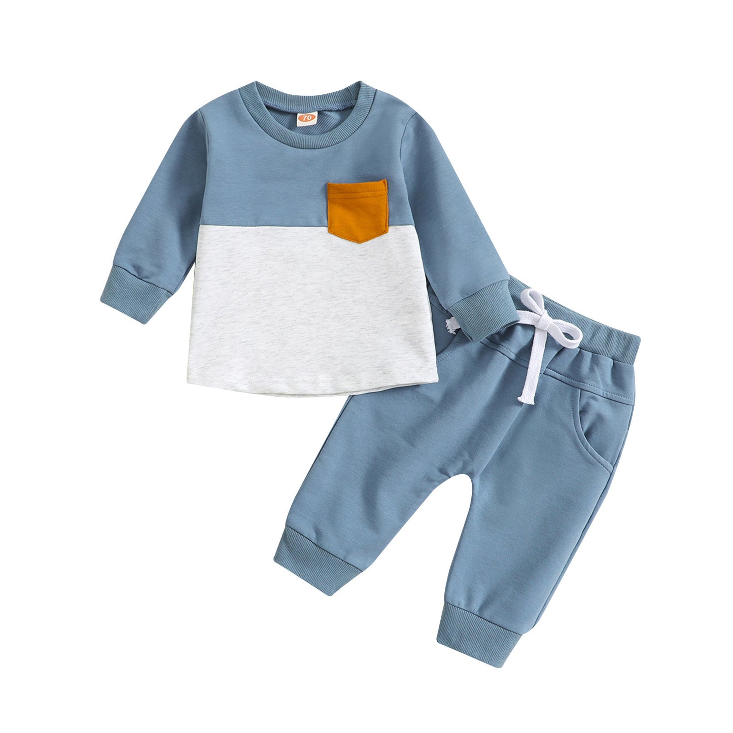 Oluuu. Kinder Farblock Crew Neck Langarm Hosenanzug