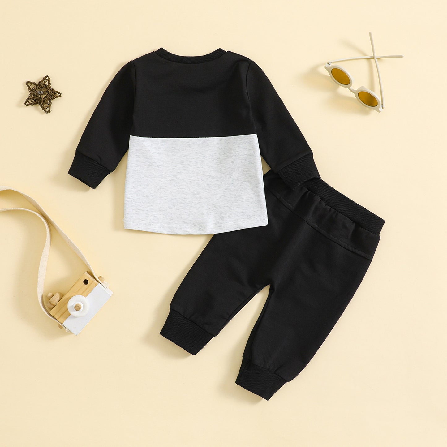 Oluuu. Kinder Farblock Crew Neck Langarm Hosenanzug