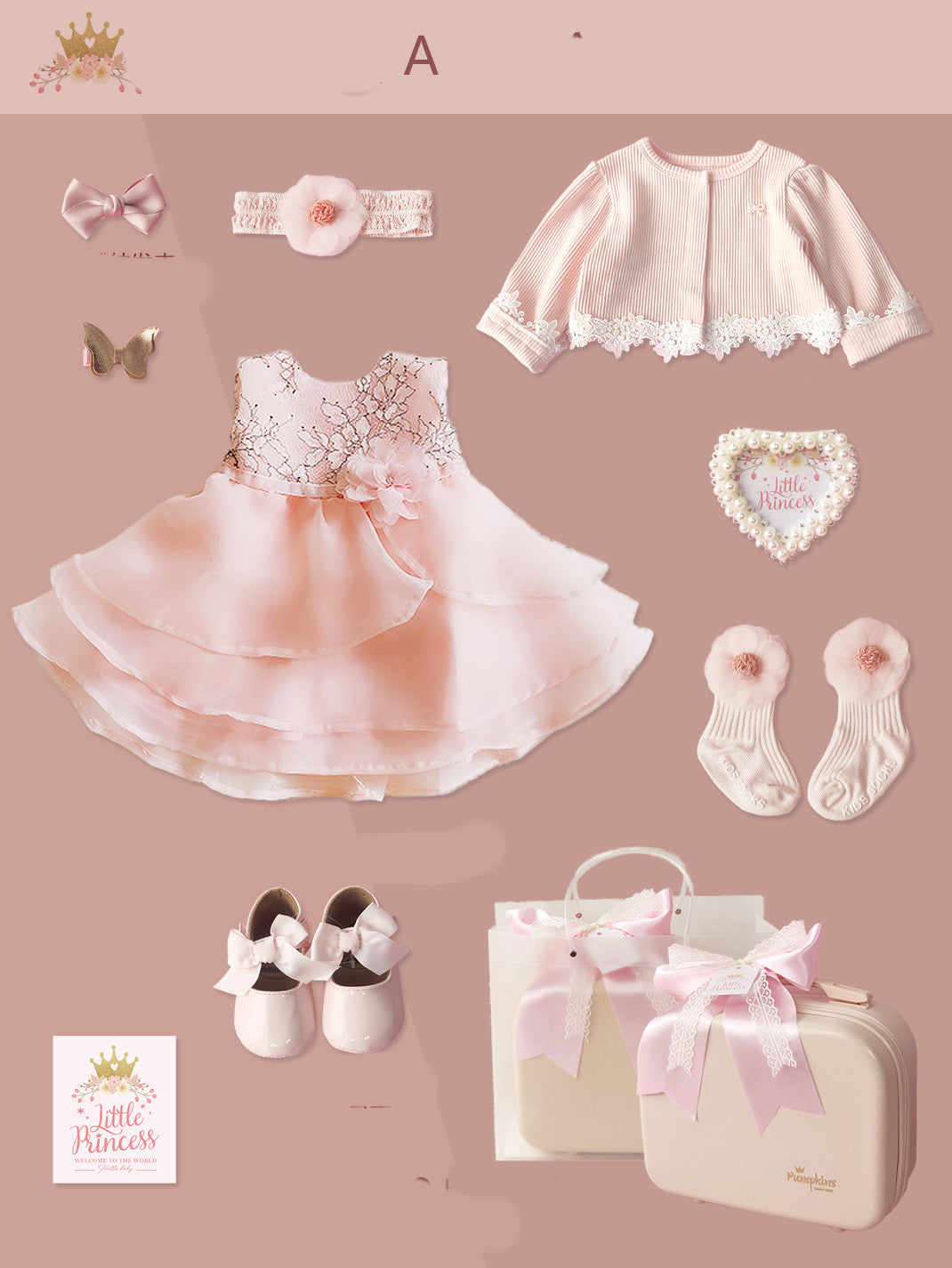 Oluuu. Exklusive Baby-Geschenkbox – Prinzessinnenkleid mit Spitze für kleine Damen