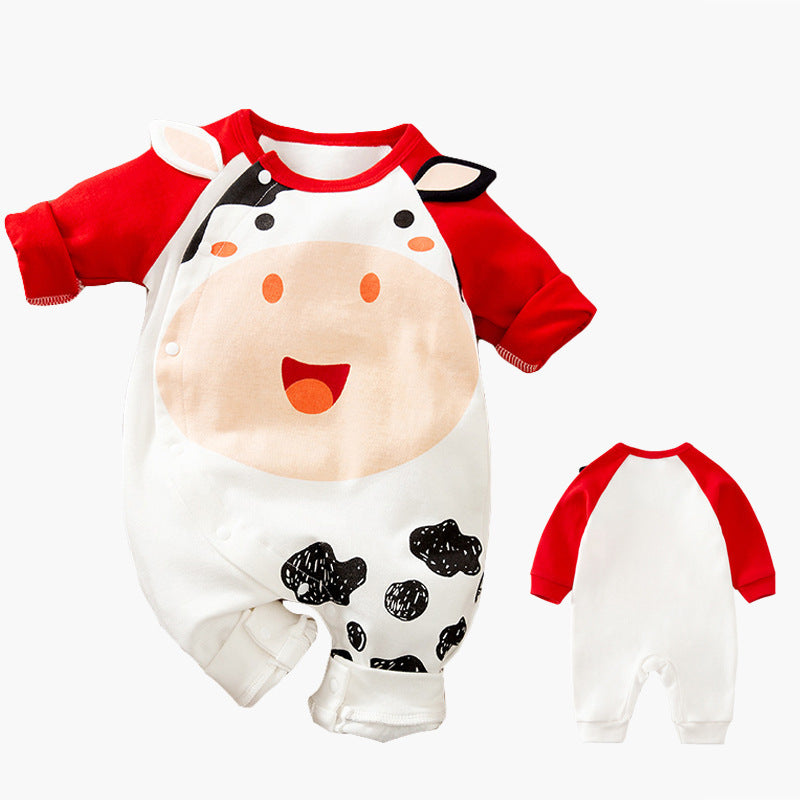 Oluuu. Baby Cartoon Krabbelkleidung aus Baumwolle – Langärmliger Einteiler mit Knopfleiste