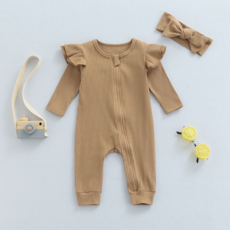Oluuu. Neugeborene Baby Mädchen Jungen Strampler – 4 Farben, Einfarbig mit Flügeln