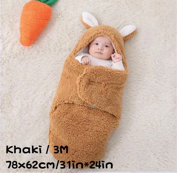 Oluuu. Superweicher Baby-Schlafsack aus flauschigem Fleece – Unisex Neugeborenen-Wickel mit Kopfstütze und -schutz, tragbarer Schlafsack für Jungen und Mädchen
