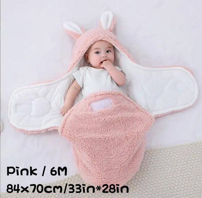 Oluuu. Superweicher Baby-Schlafsack aus flauschigem Fleece – Unisex Neugeborenen-Wickel mit Kopfstütze und -schutz, tragbarer Schlafsack für Jungen und Mädchen