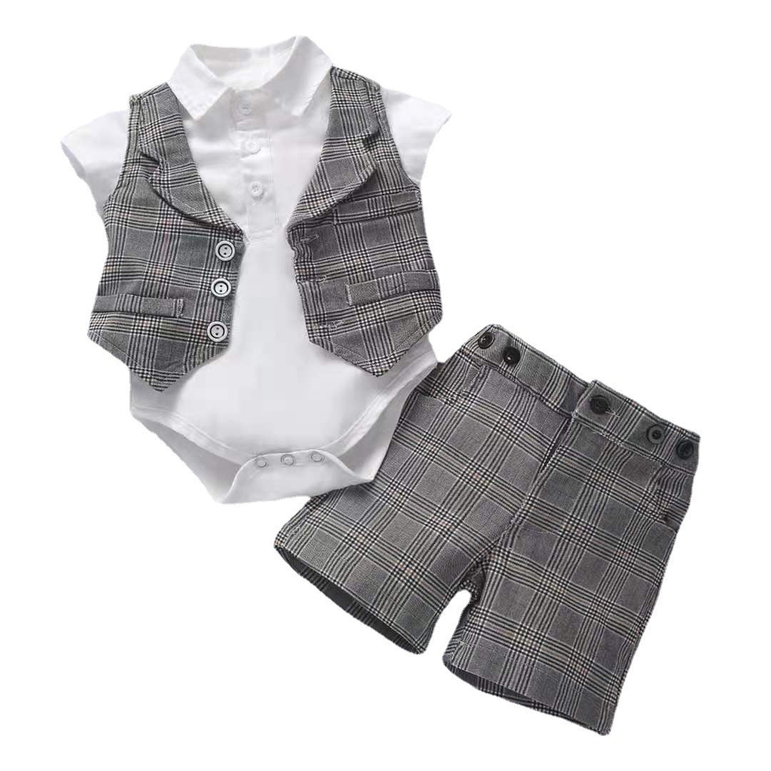 Oluuu. Baby Jungen Gentleman Anzug – Romper mit Weste, Shorts und Fliege