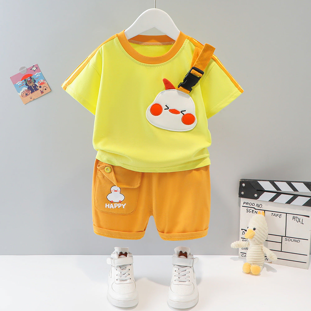 Oluuu. Kurzärmeliges Cartoon Tier-Set – Zweiteiliges Kinder-Outfit im Western-Stil
