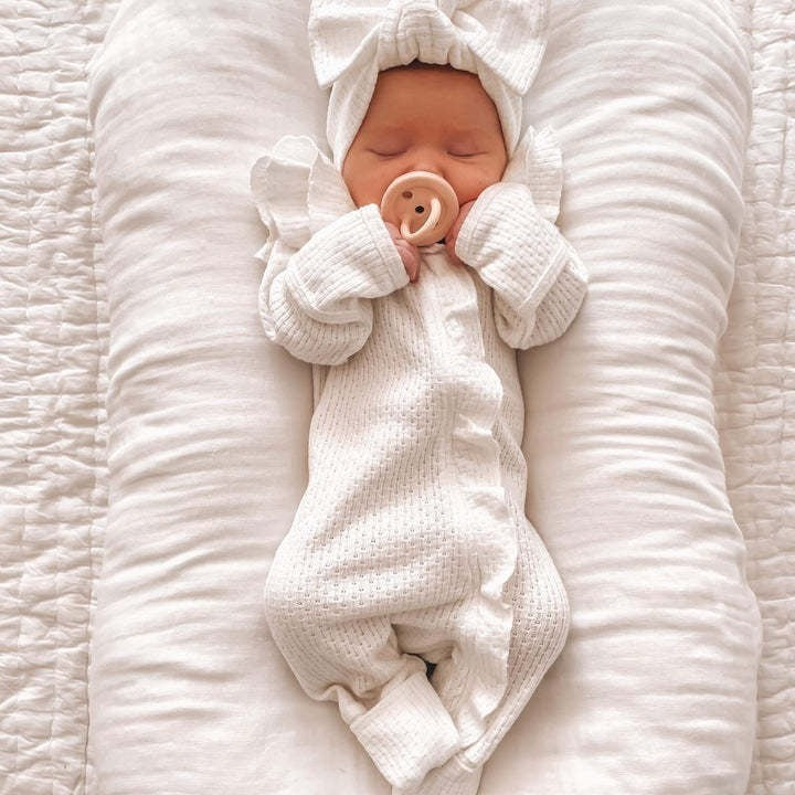 Oluuu. Mädchen Baby Strampler Langarm Gestrickter Stretch Waffelstrick Overall