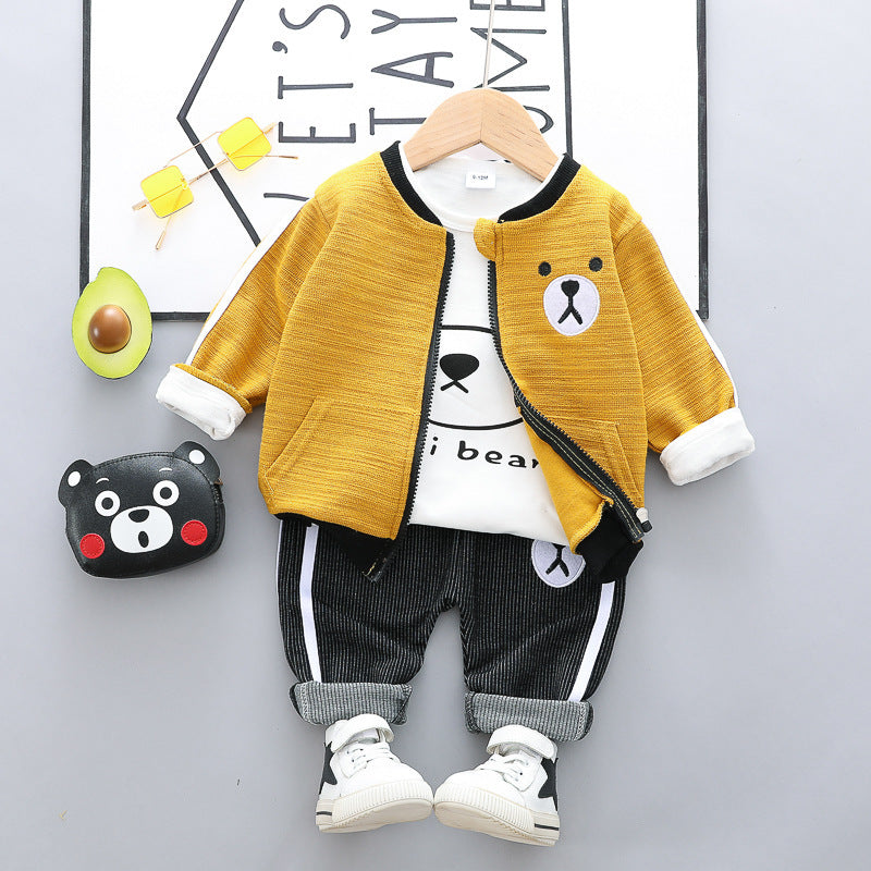 Oluuu. Kinder Hosen Set – Drei-teiliges Cartoon-Bär-Set aus Baumwolle
