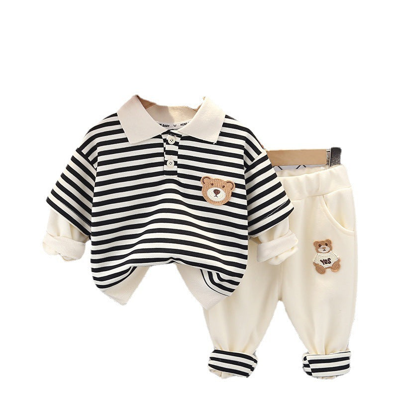 Oluuu. Kinderbekleidung – Fake-2-Teiler Anzug mit Kragen für Baby Jungen