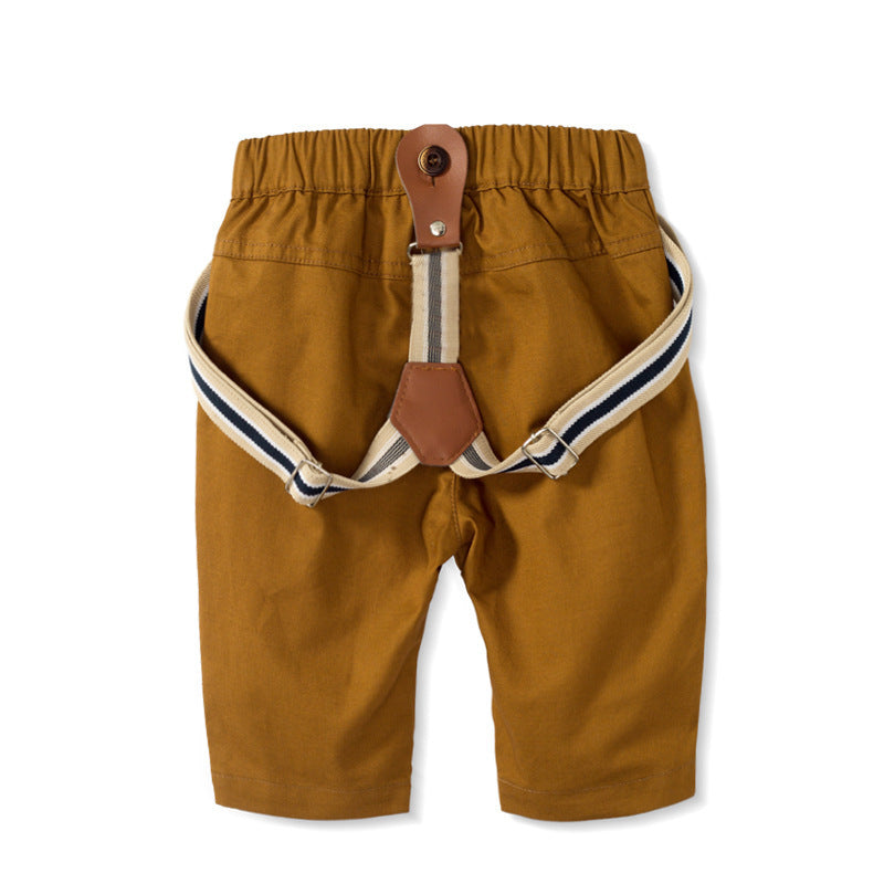 Oluuu. Baby Jungen Gentleman Outfit – Langarm Romper mit Hose und Dreiecksmuster