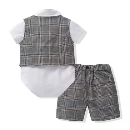 Oluuu. Baby Jungen Gentleman Anzug – Romper mit Weste, Shorts und Fliege