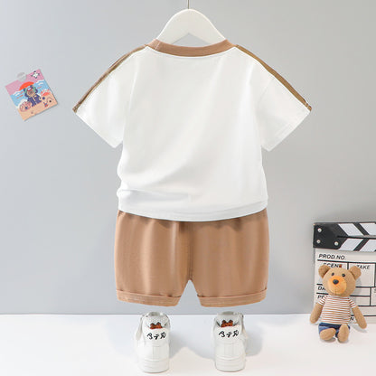 Oluuu. Kurzärmeliges Cartoon Tier-Set – Zweiteiliges Kinder-Outfit im Western-Stil