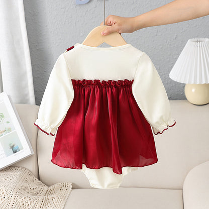 Oluuu. Baby Jumpsuit mit Schleife – Langarm Dreiecks-Romper