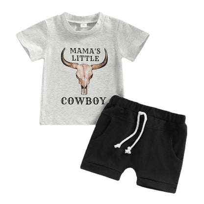 Oluuu. Lässiger Baby Jungen Outfit – Cartoon Kuh-Print Set