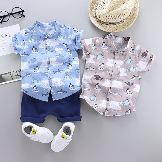 Oluuu. Baby Jungen Anzug – Kurzarm Shirt mit Hose für Kleinkinder
