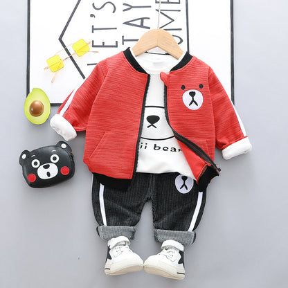 Oluuu. Kinder Hosen Set – Drei-teiliges Cartoon-Bär-Set aus Baumwolle