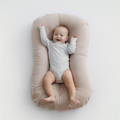 Oluuu. Baby Nest Bett – Tragbares Neugeborenen Nest aus Baumwolle, Reise-Krippe mit Kissen für Babys