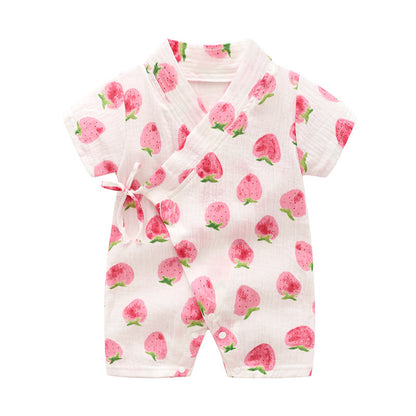 Oluuu. Baby Romper – Kurzarm Kimono-Einteiler, weiches und atmungsaktives Crepe mit Druckmuster, Klasse A Qualität