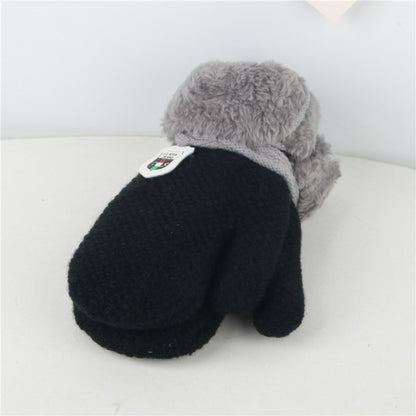 Oluuu Kinder Plüsch-Mitten Strickhandschuhe aus Wolle – Dicke, warme Fäustlinge