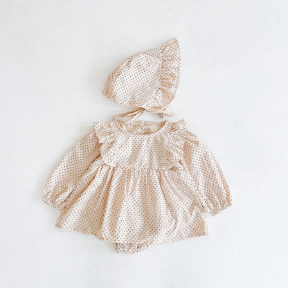 Oluuu. Herbst Neuheit – Mädchen Baby Love Kleid, Langarm Romper, Baumwoll-Einteiler mit passendem Hut