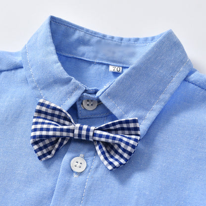 Oluuu. Elegantes Baby Set für Jungen – Gentleman Anzug mit Latzhose, Langarmshirt & Fliege