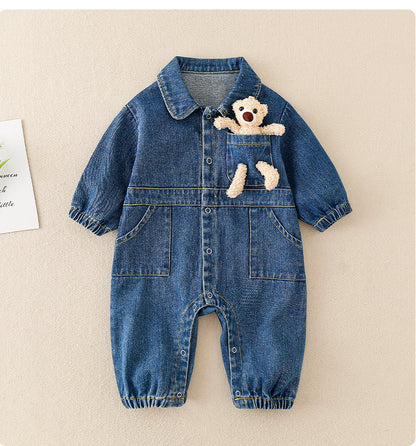 Oluuu. Schicker Baby Jungen Denim Jumpsuit im Western-Stil für das Frühlingsfest