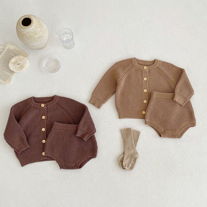 Oluuu. Baby Baumwollgarn Unterhosen und Cardigan – Zwei-Teiler Set