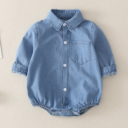 Oluuu. Mädchen Baby Jeans – Triangularer Kletteranzug