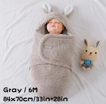 Oluuu. Superweicher Baby-Schlafsack aus flauschigem Fleece – Unisex Neugeborenen-Wickel mit Kopfstütze und -schutz, tragbarer Schlafsack für Jungen und Mädchen