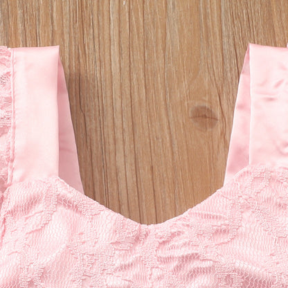 Oluuu. Baby Romper mit Rüschensaum, Spitzen- und Mesh-Verarbeitung, florales Printdesign
