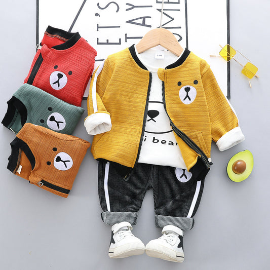 Oluuu. Kinder Hosen Set – Drei-teiliges Cartoon-Bär-Set aus Baumwolle