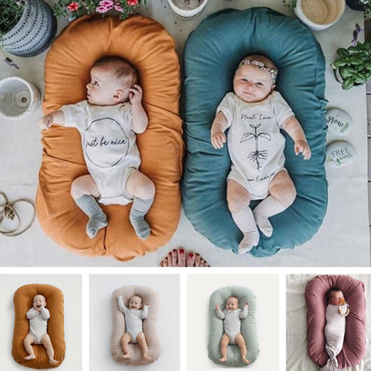 Oluuu. Baby Nest Bett – Tragbares Neugeborenen Nest aus Baumwolle, Reise-Krippe mit Kissen für Babys