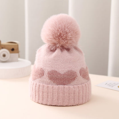 Oluuu. Baby Mütze – Doppelter, dicker Jacquard mit Herz-Muster für extra Wärme