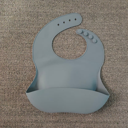 Oluuu. Weiches Wasserdichtes Silikon Baby Lätzchen mit Auffangtasche