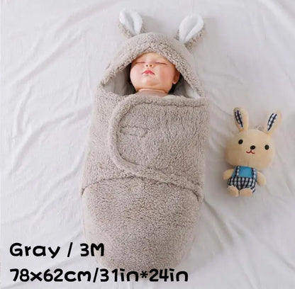 Oluuu. Superweicher Baby-Schlafsack aus flauschigem Fleece – Unisex Neugeborenen-Wickel mit Kopfstütze und -schutz, tragbarer Schlafsack für Jungen und Mädchen