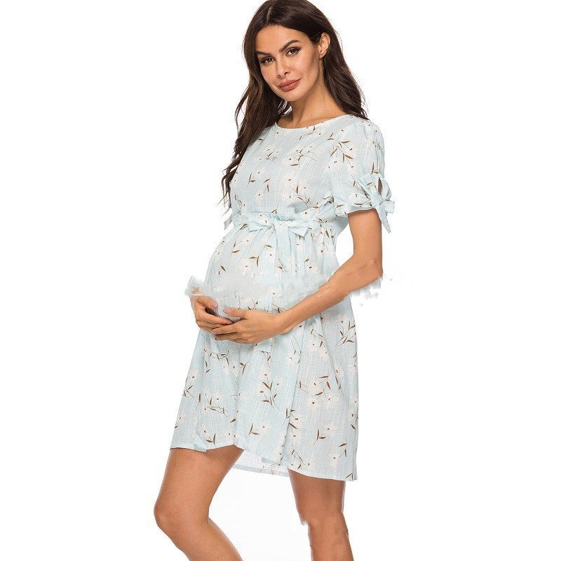 Oluuu. Neue Blusen-Optik Sommerkleid für Schwangere - mittel lang
