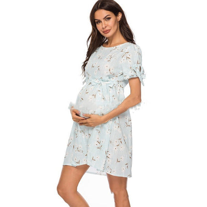 Oluuu. Neue Blusen-Optik Sommerkleid für Schwangere - mittel lang