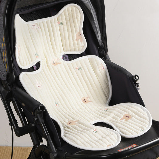 Oluuu. Babywagen-Sitzkissen aus dünnem, atmungsaktivem Baumwollstoff – Mit feiner Stickerei