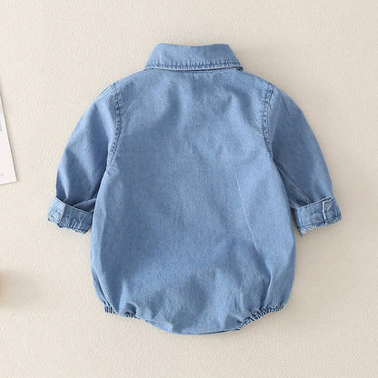 Oluuu. Mädchen Baby Jeans – Triangularer Kletteranzug