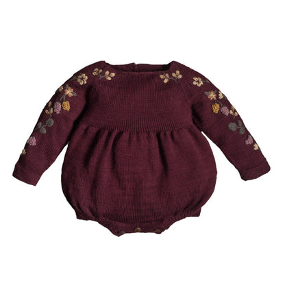 Oluuu. Baby Langarm Kleid mit Stickerei – Woll-Wickel für den Po