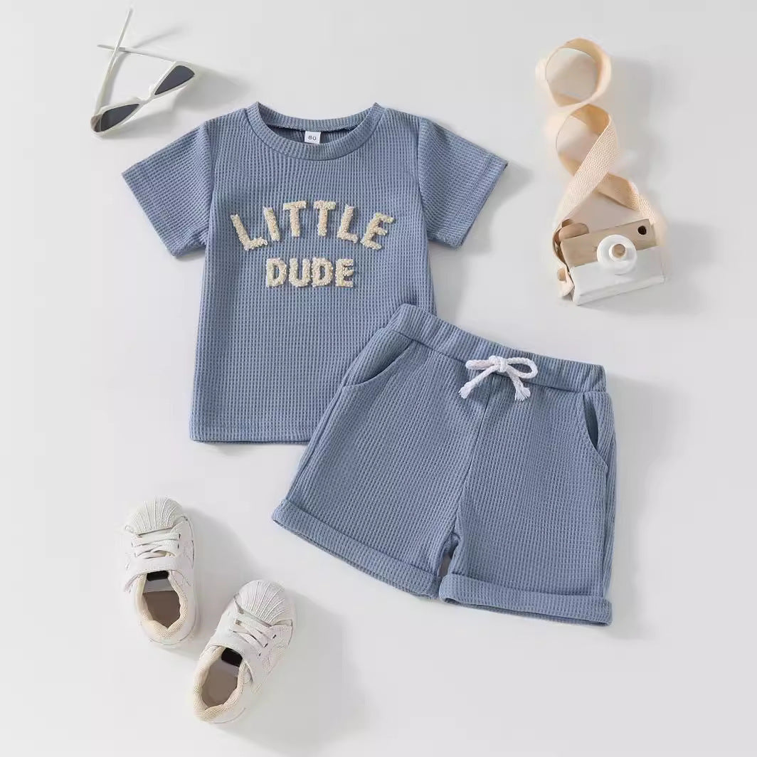 Oluuu. Baby Jungen Kurzarm-Shirt und Shorts – Zwei-Teiler Set, lässig und bequem